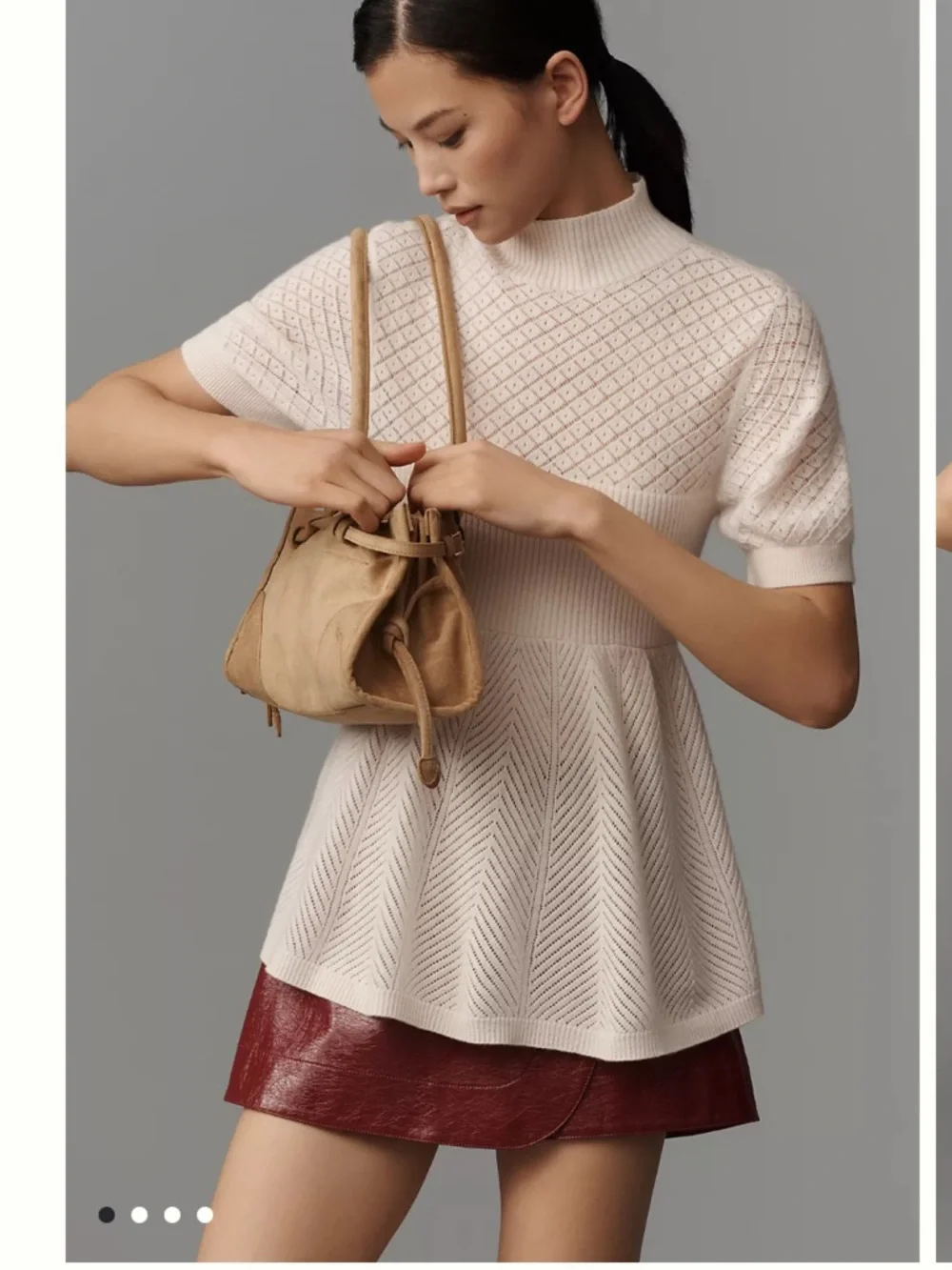 Anthropologie Mock Nexk Cashmere Blend Sweater Tee - Picture 5 of 7